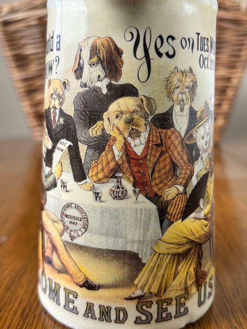 英国ヴィンテージ　スタッフォードシャーポタリー　ドッグショー　犬　ジャグ　水差し