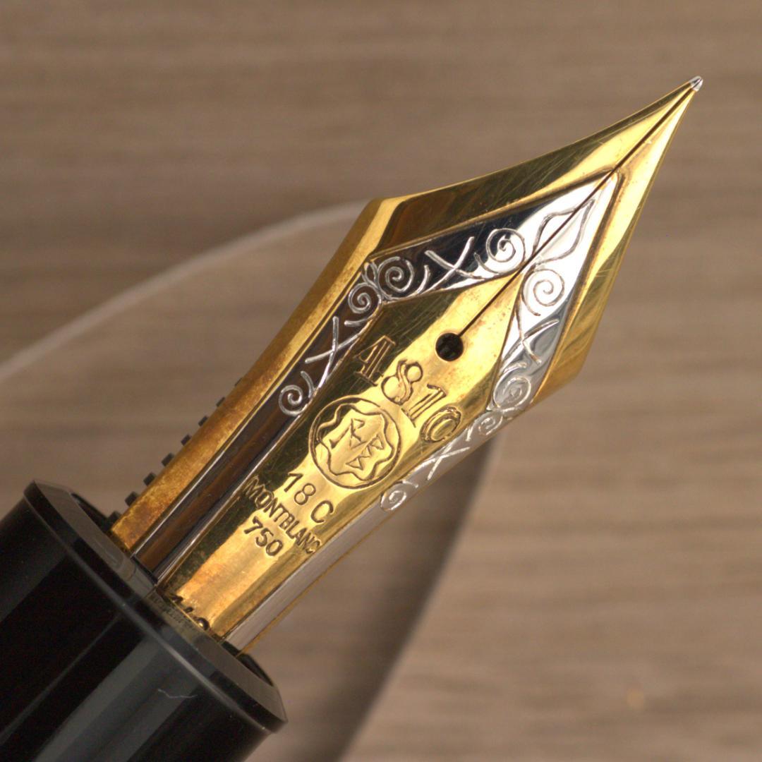 ★美品★　モンブラン　万年筆　149　18C　三帯　F　エボナイト芯　箱インク