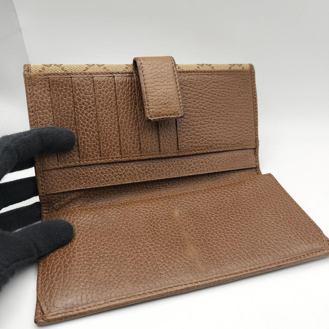 グッチ　長財布　財布　ウォレット　GGキャンバス　ブラウン