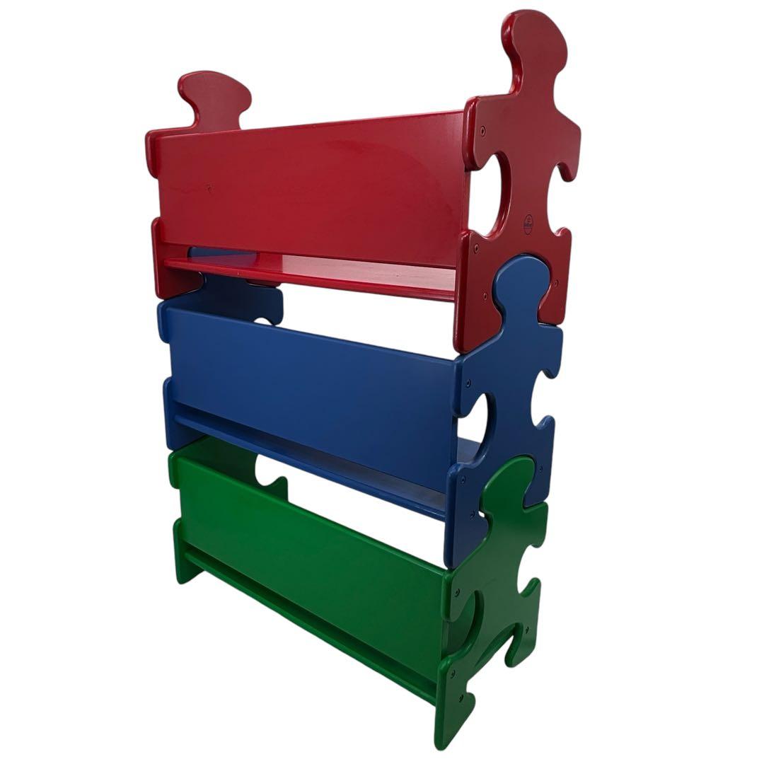 KidKraft 木製パズルピース本棚 3つの棚付き プライマリー