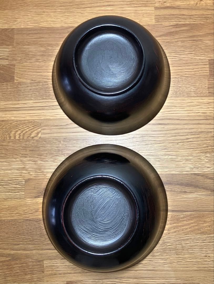 2個セット　漆器　山岸厚夫　5.5寸丼　曙　刷毛目　朱漆　黒漆　木合