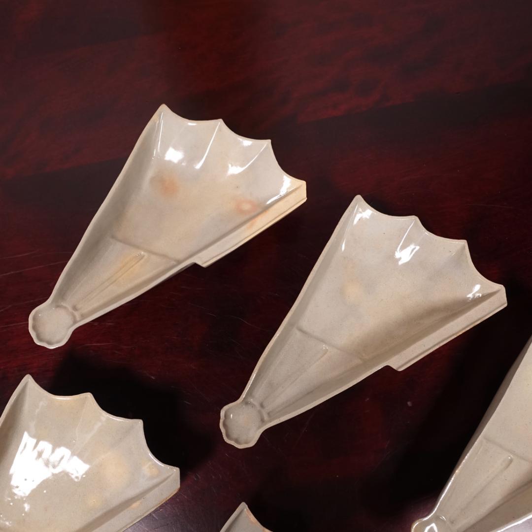 高級和食器 名工 坂田泥華 萩焼 扇面 向付 5客 共箱