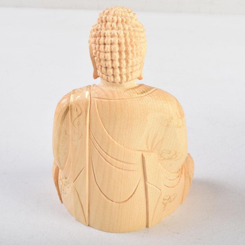 仏教美術　桧彫刻　釈迦如来座像　仏像　蓮華台　C　8982