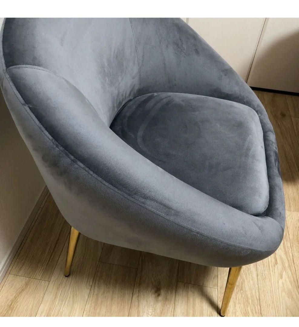 グレー ファブリック アームチェア