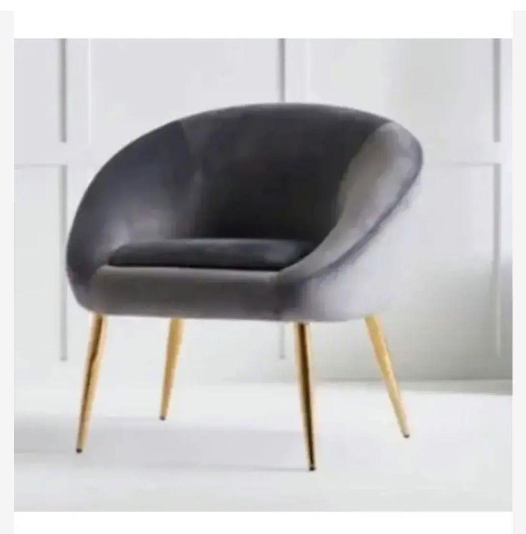 グレー ファブリック アームチェア