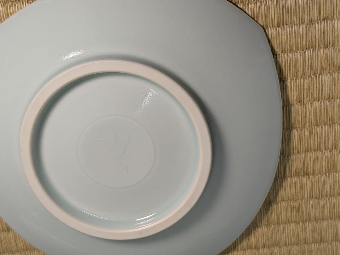 青白磁刻文銘々皿　ピーターハーモン　丹波篠山　5枚　アメリカ出身