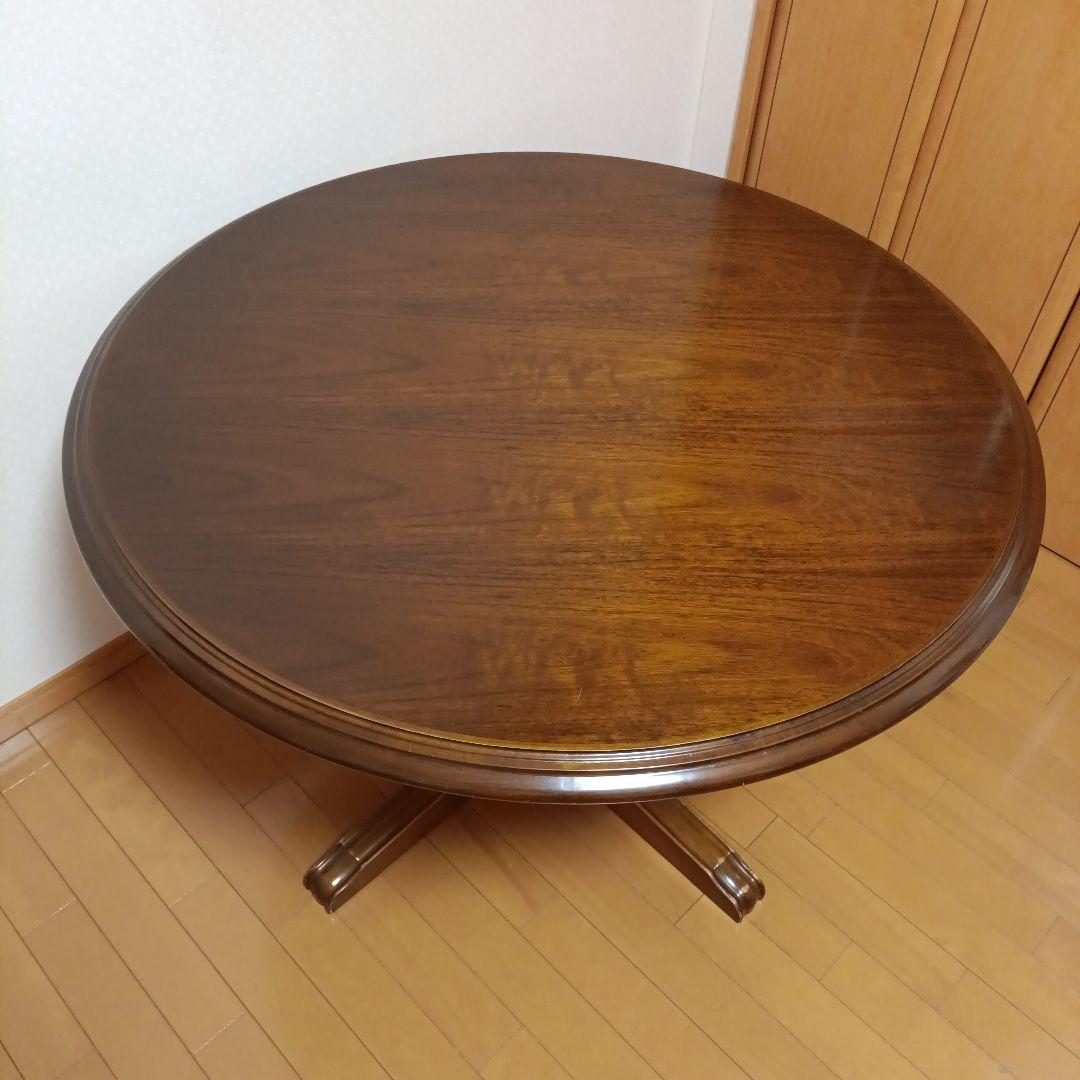 カリモク　コロニアル　ダイニングテーブル　ラウンド　円卓　レトロ　ヴィンテージ