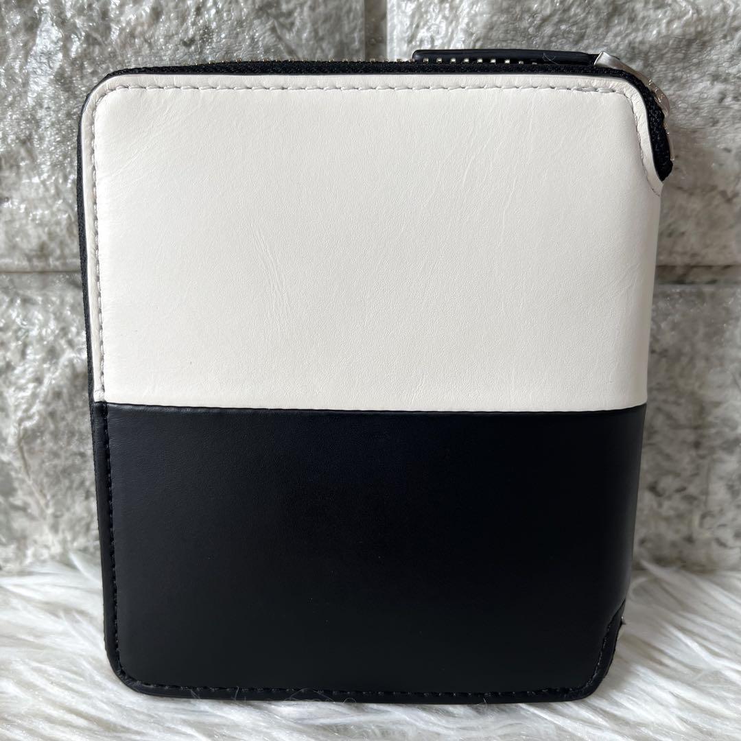 【新品未使用】アニエスベー　バイカラー　レザー　二つ折り財布