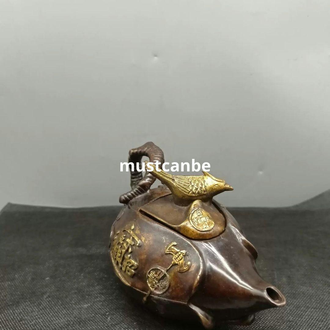 銅器 茶壺 樹枝茶壺 水筒 茶道具 煎茶器 工芸品 置物