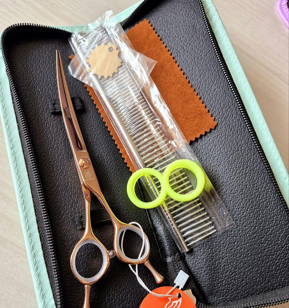 新品★フェニーチェ カーブシザー★ギザ刄 トリミングシザー6.5インチ