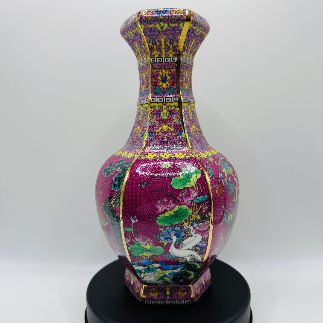 R107 ほうろう彩色 花瓶（かびん）陶磁器 アンティーク