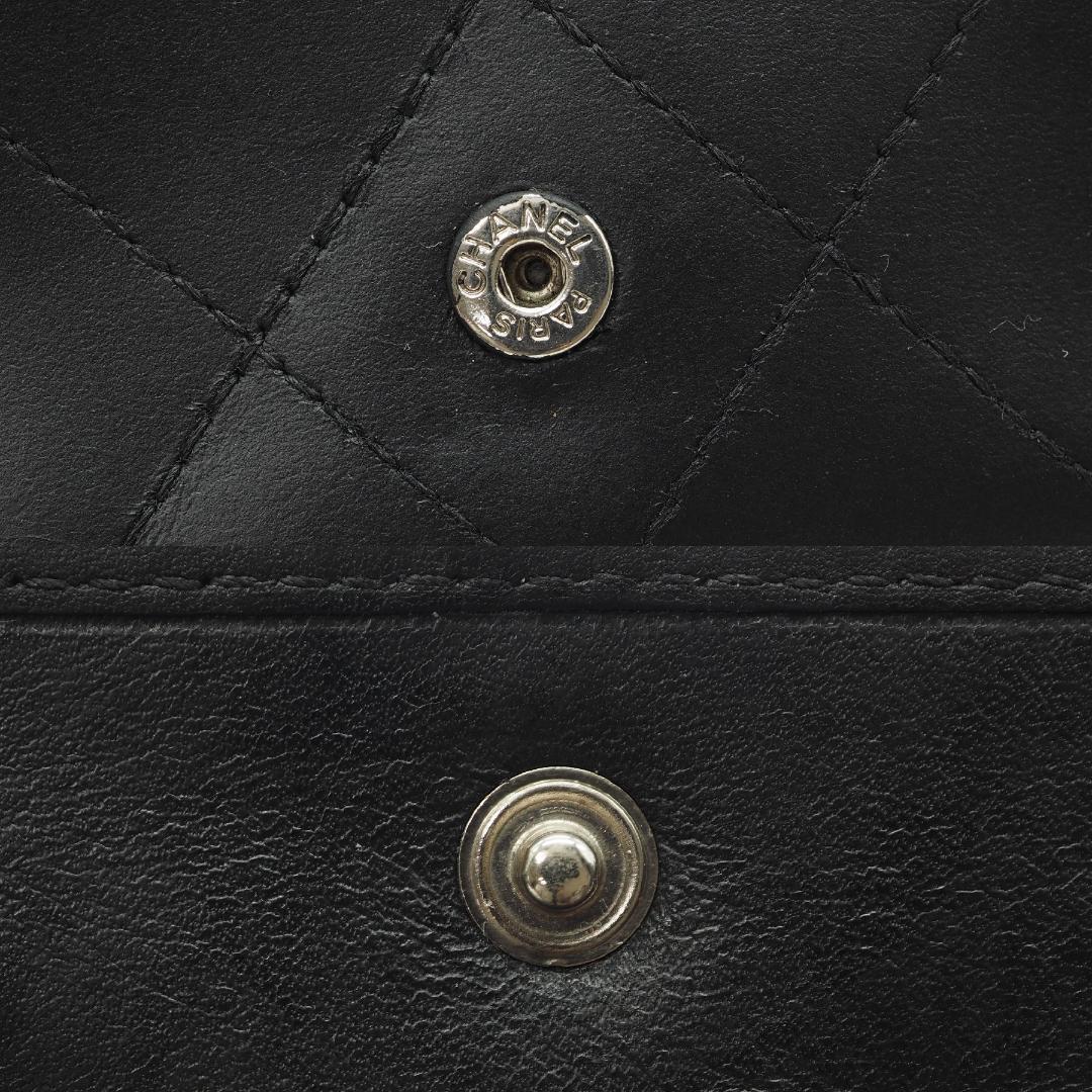 CHANEL シャネル カンボンライン 二つ折り財布 黒×ピンク