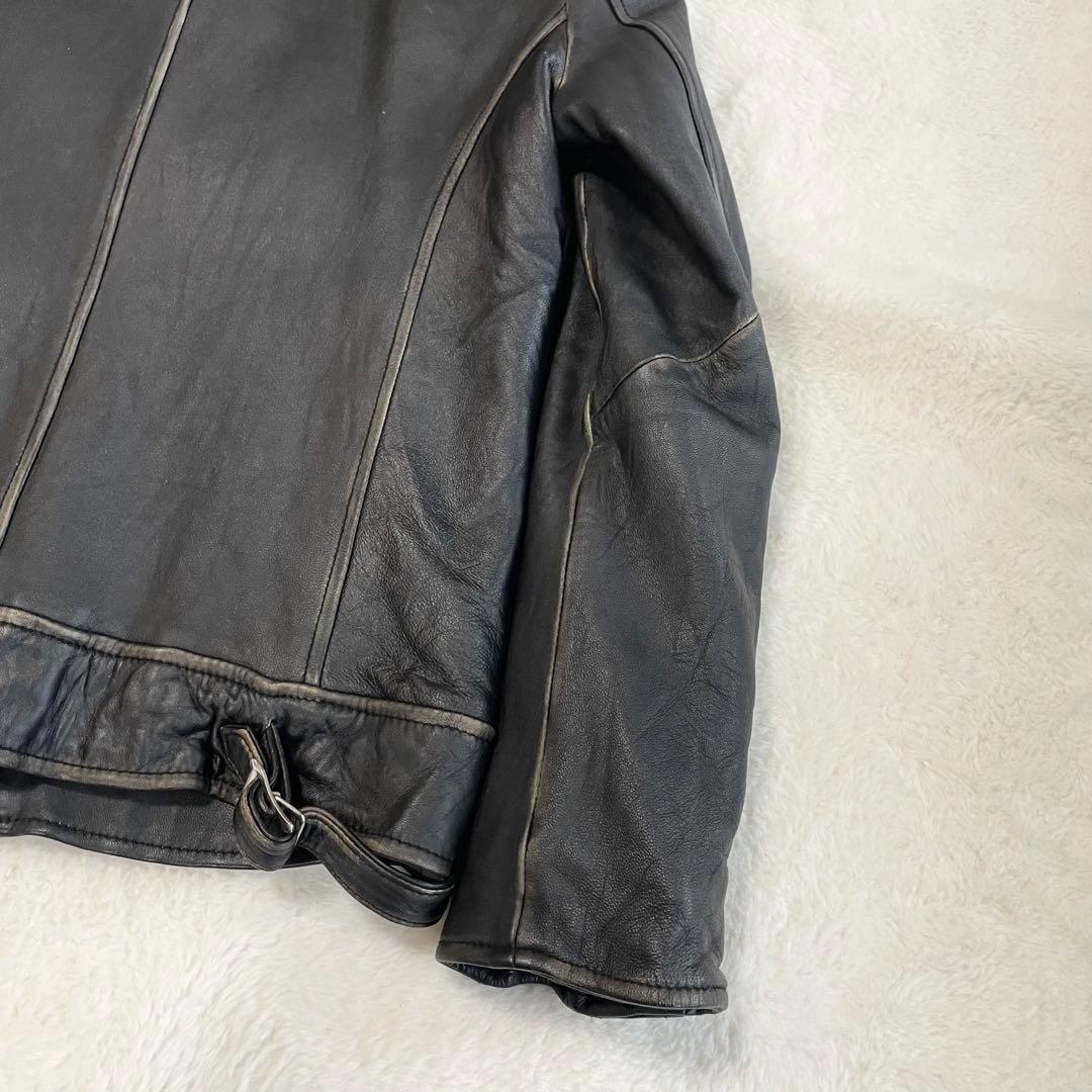 ✨️希少ダメージ加工✨️ナノユニバース　シングルライダース　キルティング　黒