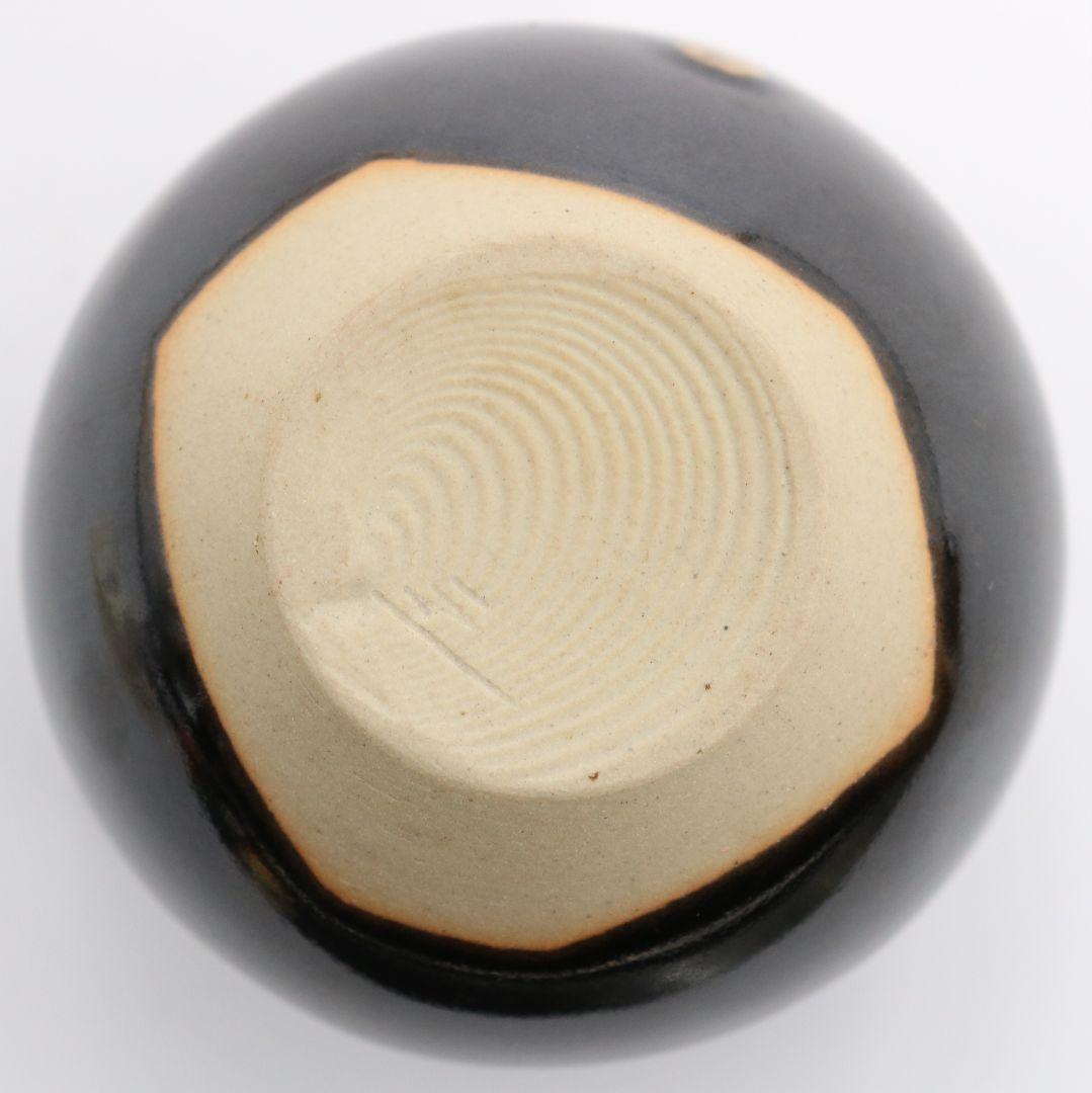 桶谷定一作 高取焼 文琳茶入 細川緞子仕覆付 茶道具 共箱　V543　DC3