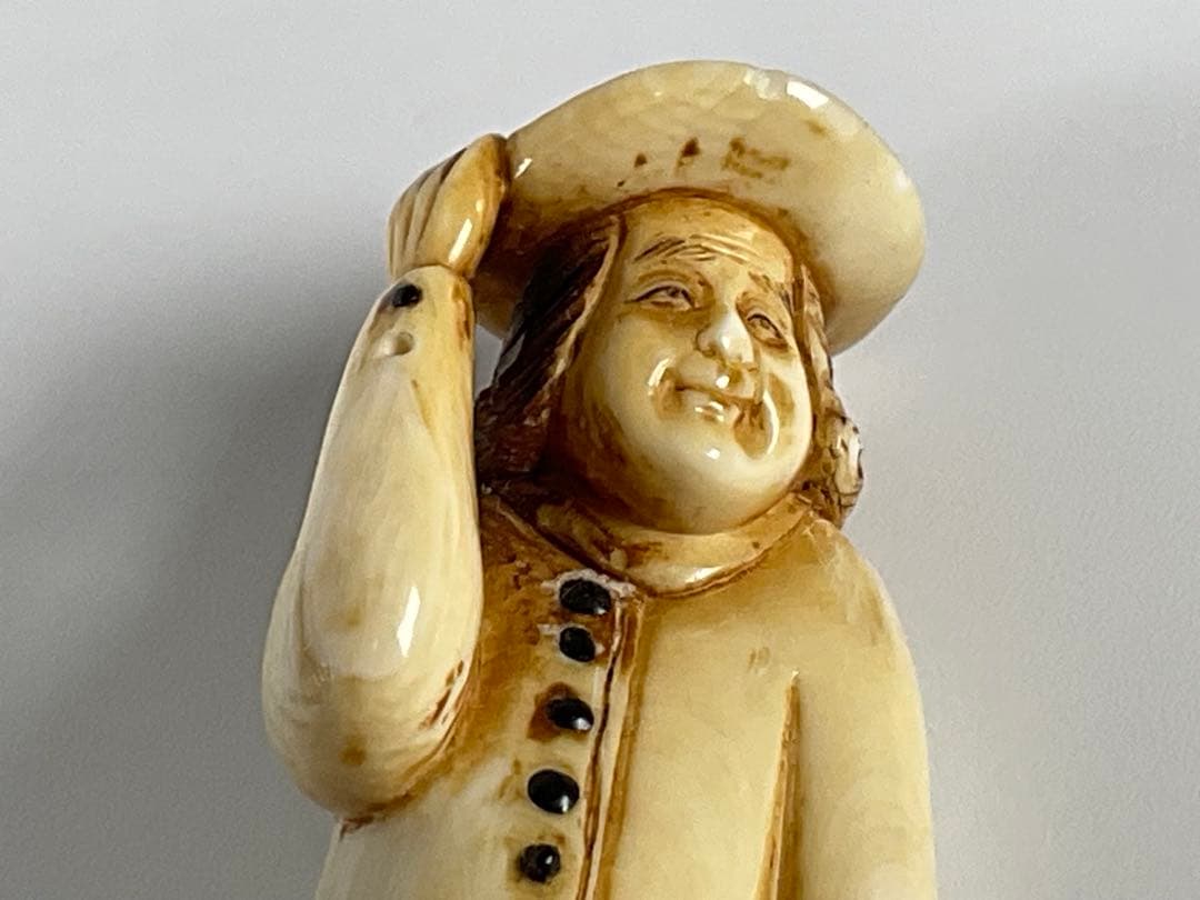 根付　提げ物　阿蘭陀人　オランダ人　在銘