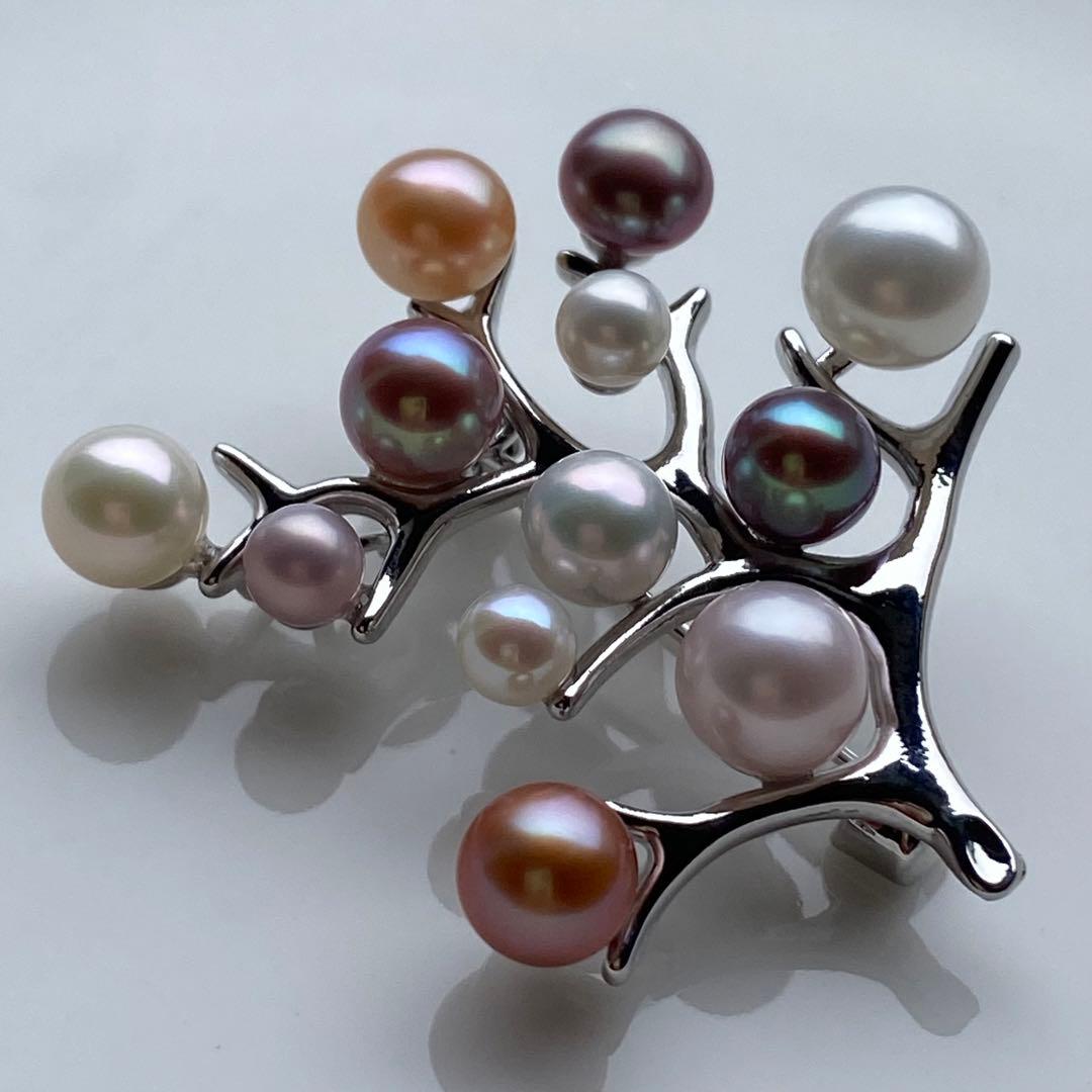 本真珠　淡水無核パール両用ブローチ/ネックレストップ　小粒多彩BL042