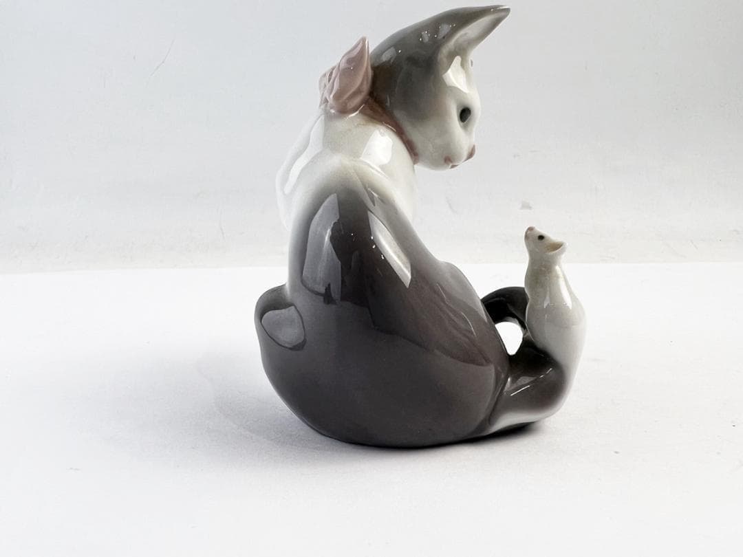 美品　LLADRO リヤドロ ネコとネズミ 陶器人形 フィギュリン インテリア