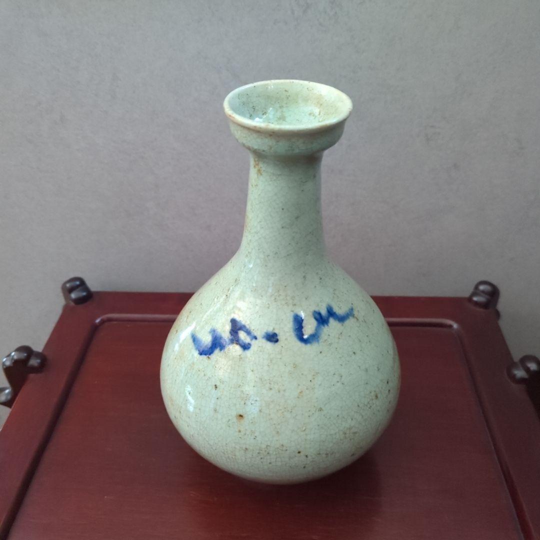 朝鮮古美術　骨董品　古道具　高麗李朝　染付　青磁貫入　大徳利　花瓶　飾り壺