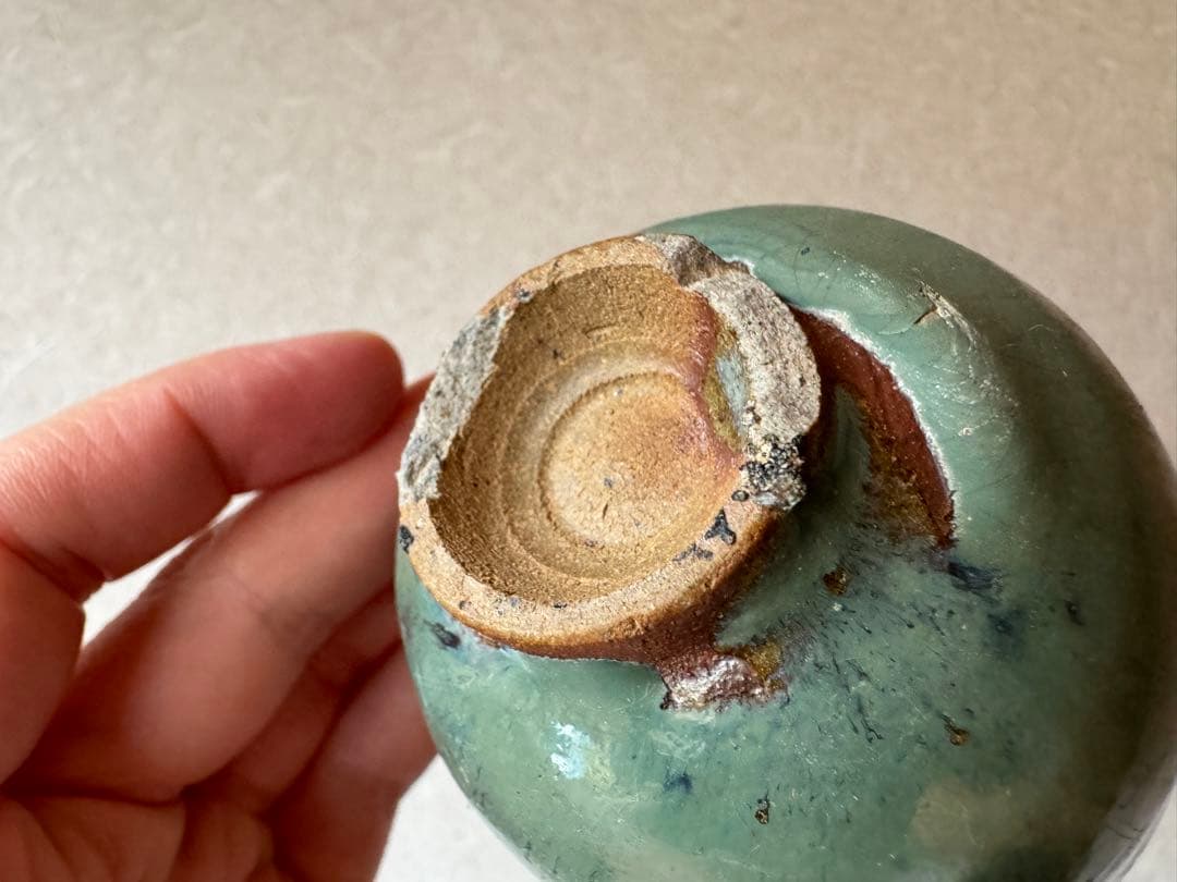 古唐津　緑釉杯　ぐいのみ　桃山〜江戸初期