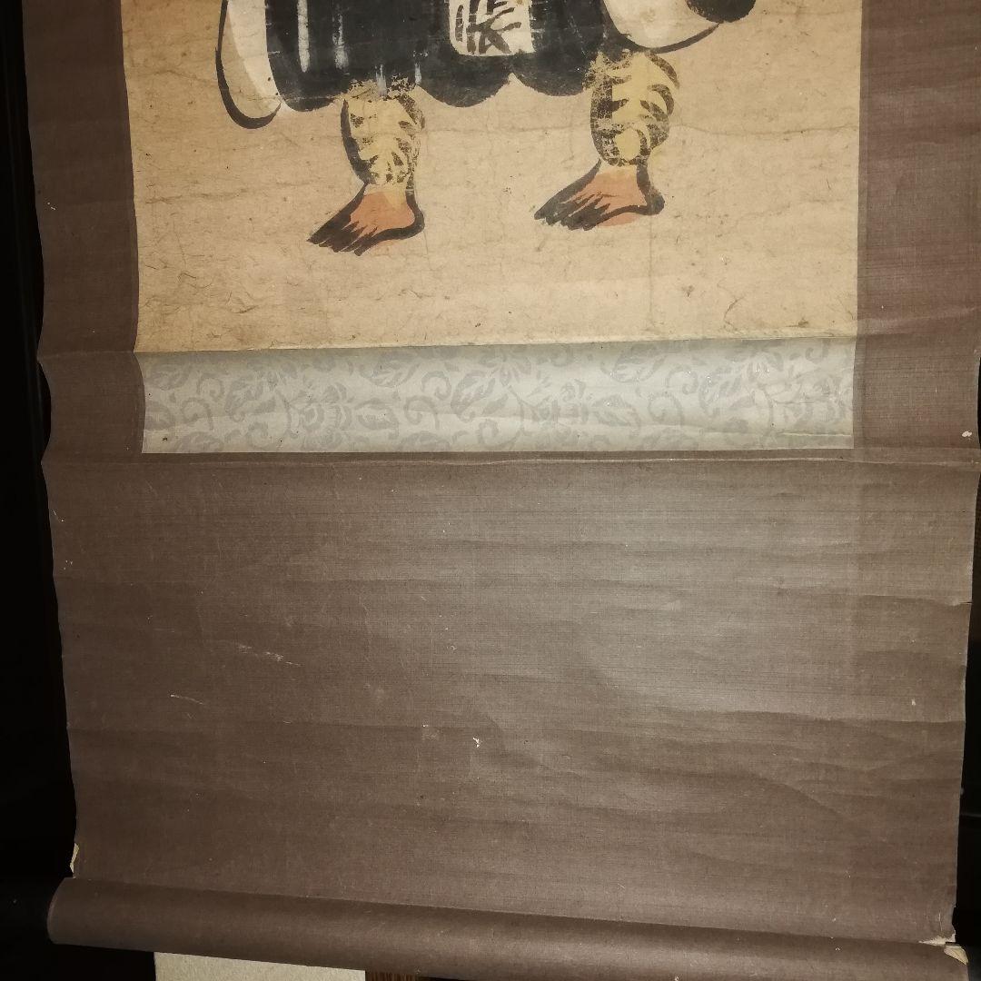 剣*心様 大津絵　 鬼の念仏図　 古画 　日本画 　風俗画　茶掛軸 　希少品　時