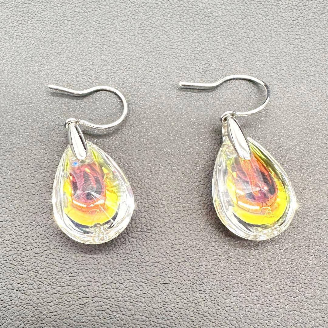 美品★baccarat バカラ クリスタルティアドロップ水滴型ピアス★C73