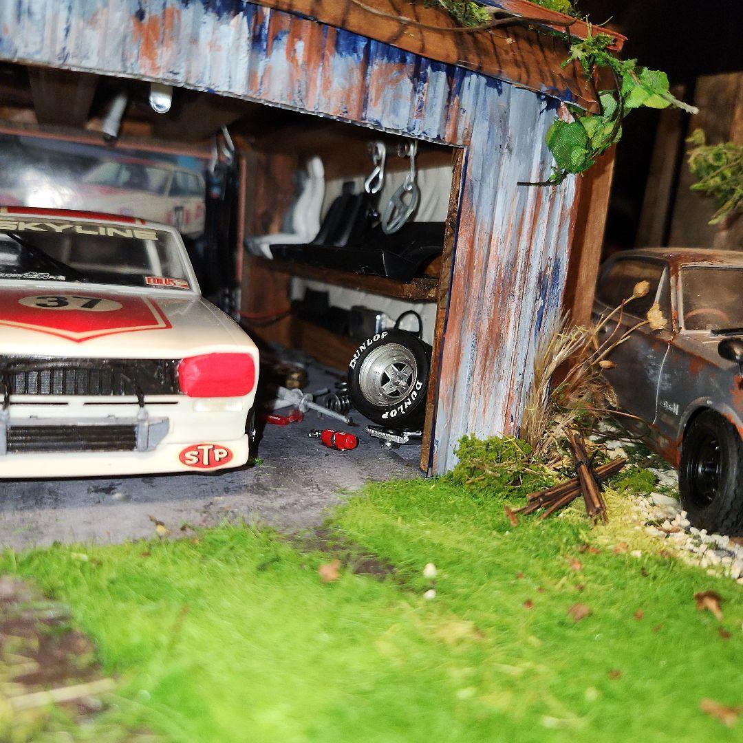 昭和　レトロ　ガレージ　1/24 プラモデル　ハコスカ　GT-R　 ジオラマ
