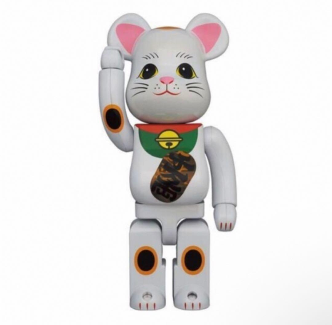 BE@RBRICK 招き猫 白メッキ 発光 400％