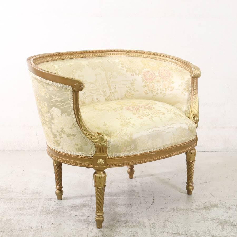 値下西武百貨店 フランス 19世紀 ルイ16世様式木彫アームチェア アンティーク