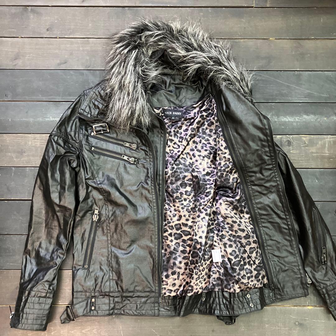 z*様 VICEFAIRY ファーフェイクレイヤーライダースジャケット 44 在