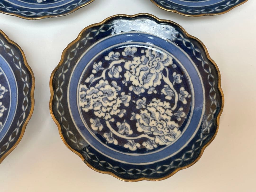 【和食器】古伊万里　上手　牡丹唐草白抜き　小皿　五枚