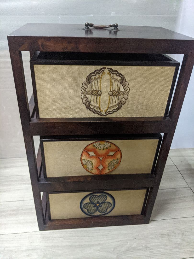 ミニチェスト 小物入れ 昭和レトロ 小引き出し アンティーク　刺繍チェスト