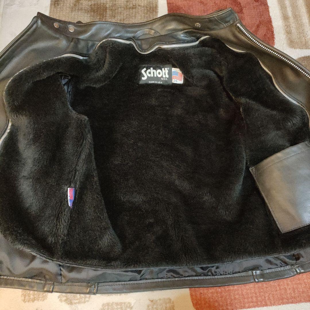 美品　人気モデル６４１ Schott シングルライダース　極厚革　 ライナー付