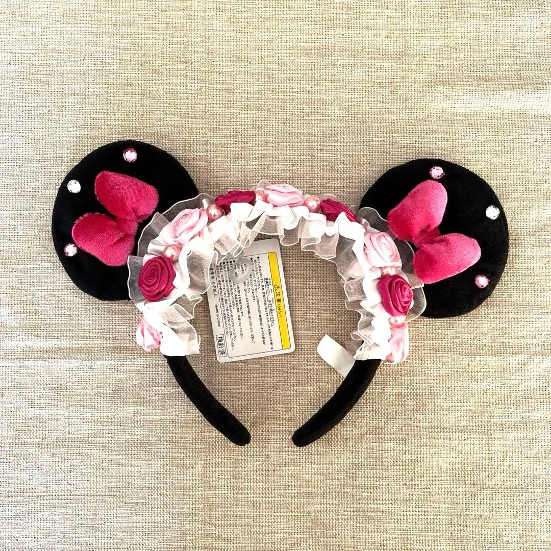 新品未使用タグ付‼️レトロミニーカチューシャ　バラ　フリル パール