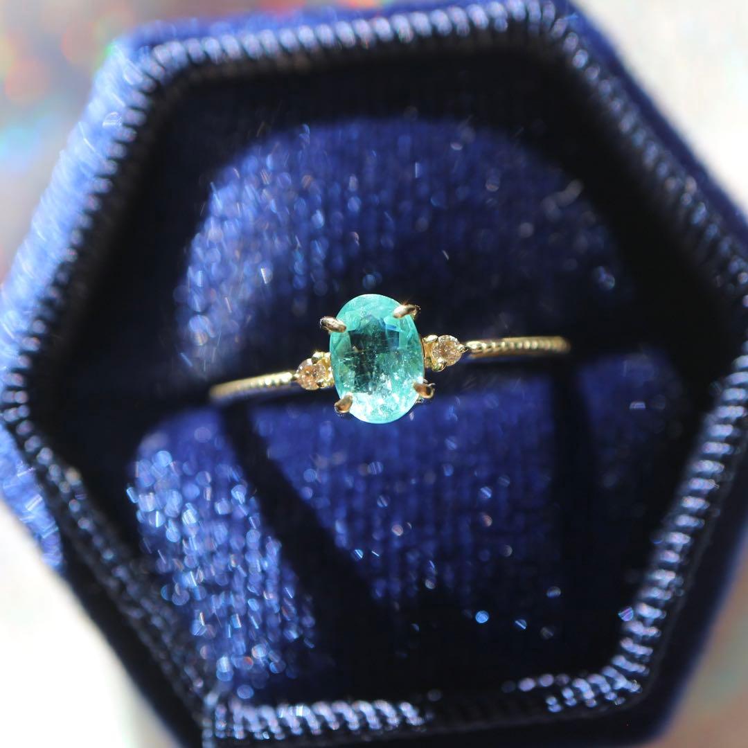 0.634パライバトルマリンリング K18イエローゴールド