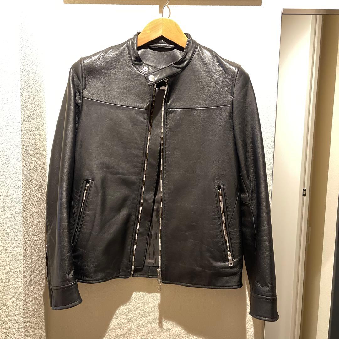 黒 レザー シングルライダースジャケット ABAHOUSE ヤギ革