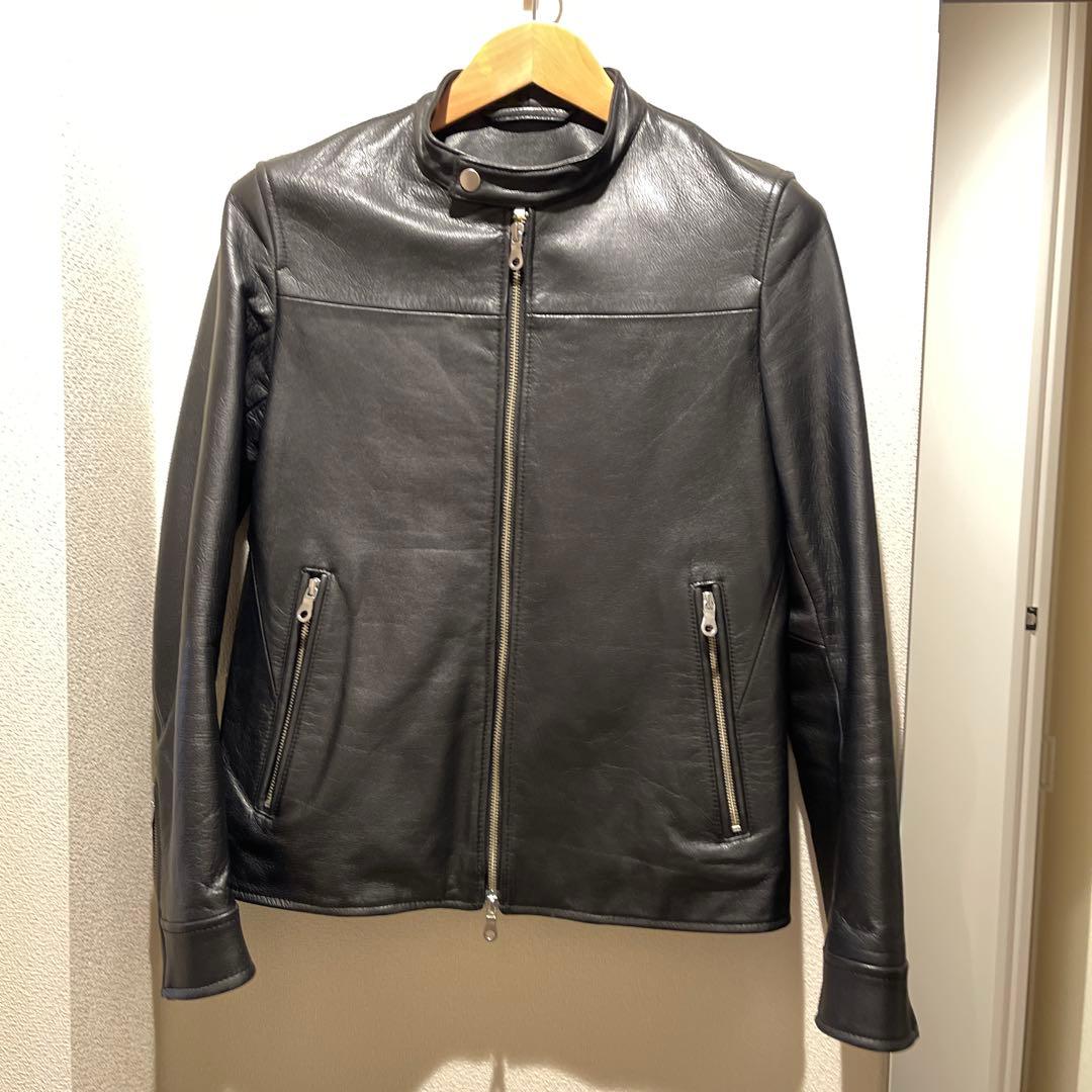 黒 レザー シングルライダースジャケット ABAHOUSE ヤギ革