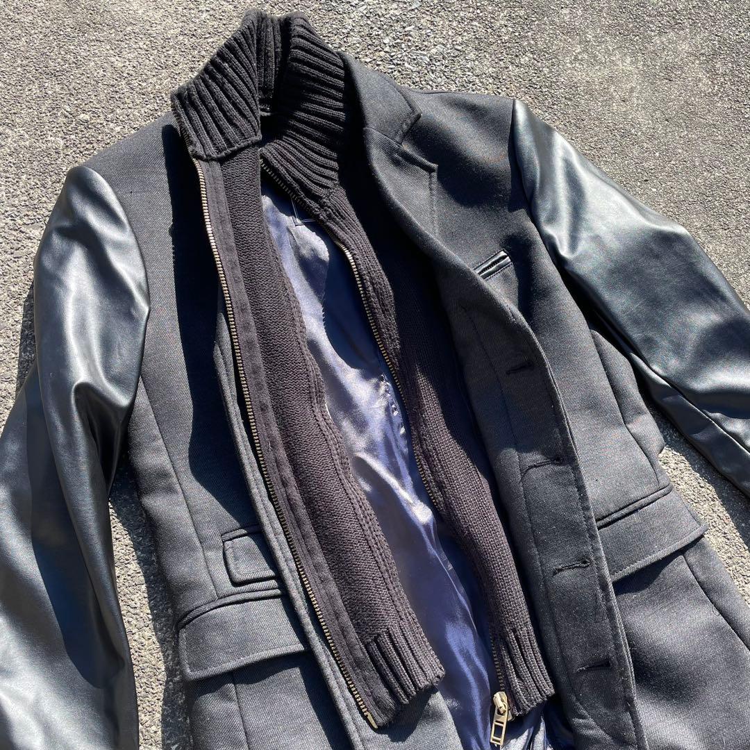 【うんまか仙人】\"ZARA MAN\" レザー切替コート 2way ブラック