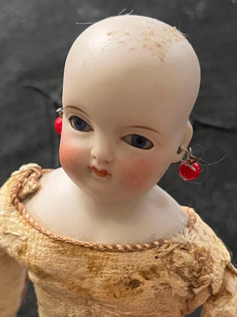 アンティークフランスドールビスクドールロココリボントリムドレス帽子セット