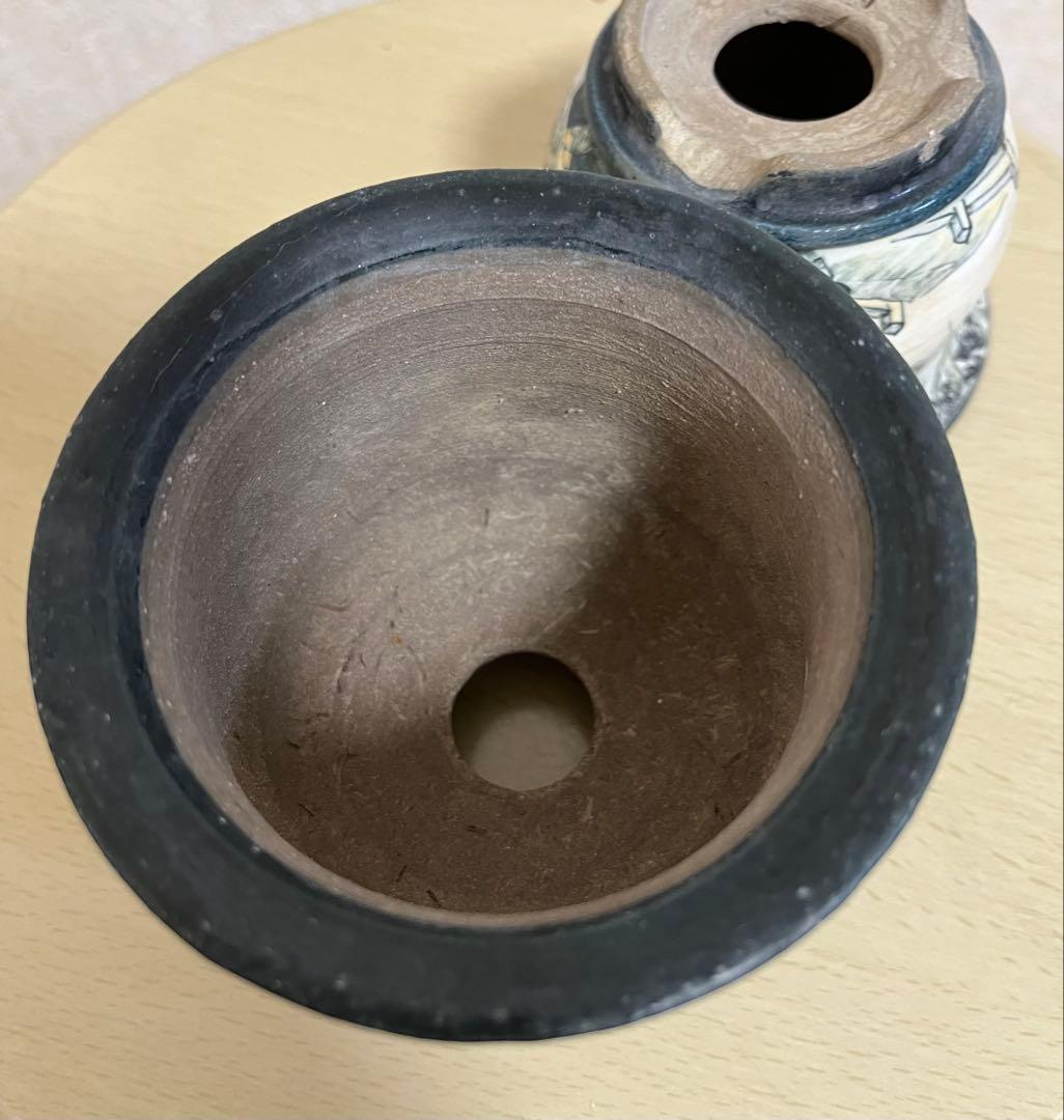 陶翠作　東海道五拾三次画　盆栽鉢