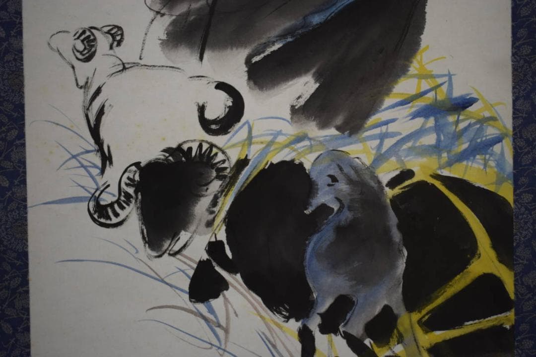 不詳/作者不詳/牧羊/羊飼図/中国画/唐画/布袋屋掛軸HI-48