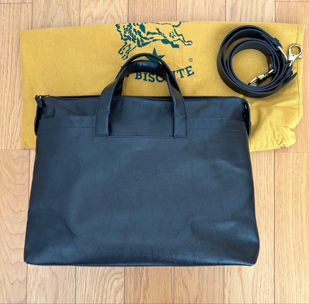 【美品】イルビゾンテ レザー 2WAY ビジネスバッグ ブラック