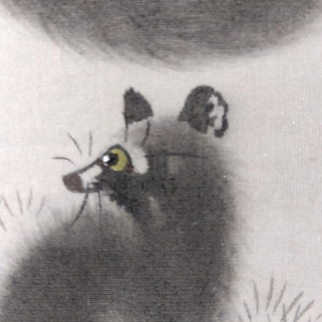 直筆水墨画　晩秋月夜に狸