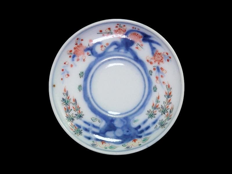 大聖寺伊万里　色絵　竹笹に梅の図　豆皿　F166AS-CTz