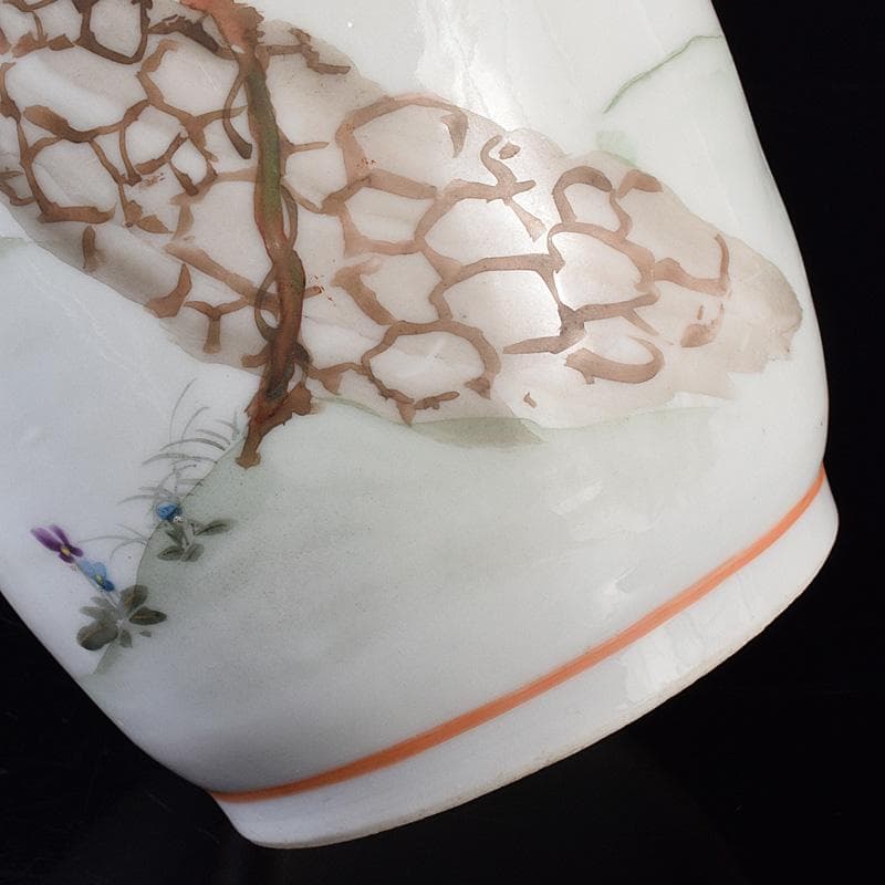 九谷焼　古九谷　色絵金彩　山水人物文瓶　V　R8111