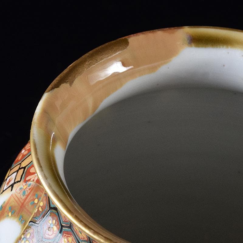 九谷焼　古九谷　色絵金彩　山水人物文瓶　V　R8111