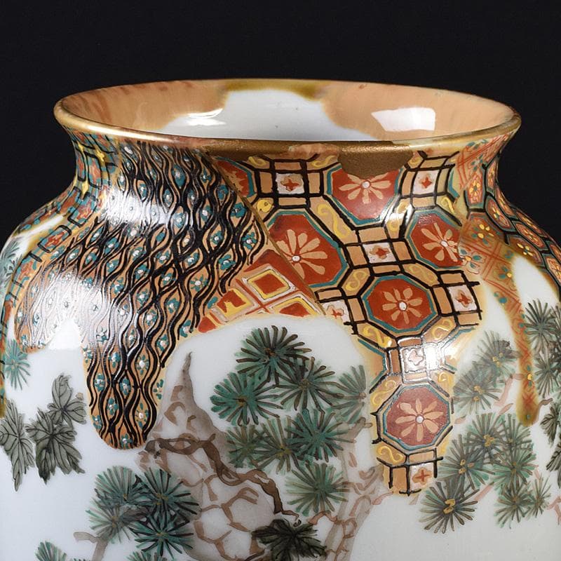 九谷焼　古九谷　色絵金彩　山水人物文瓶　V　R8111