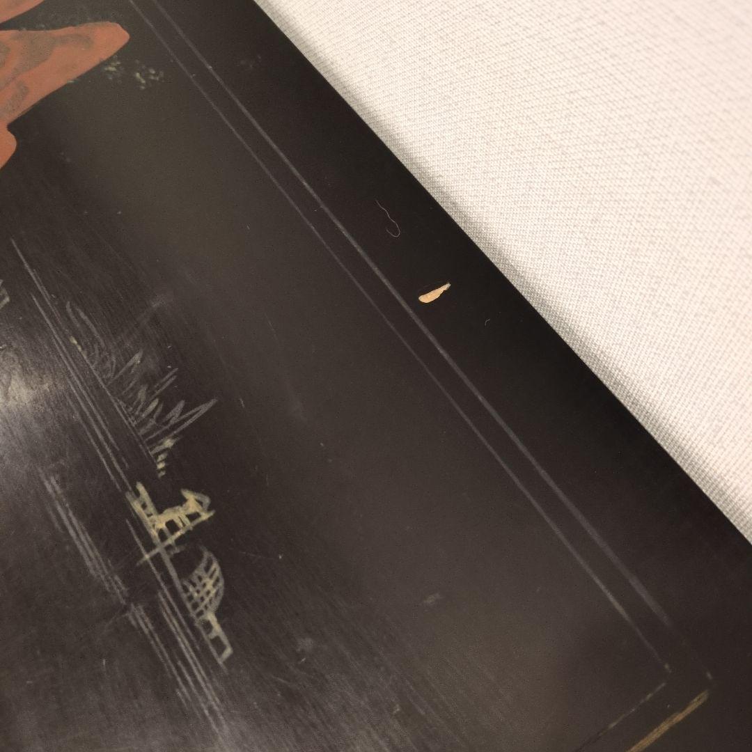 中国家具 キャビネット 花鳥細工 黒塗り 玉石 アンティーク調