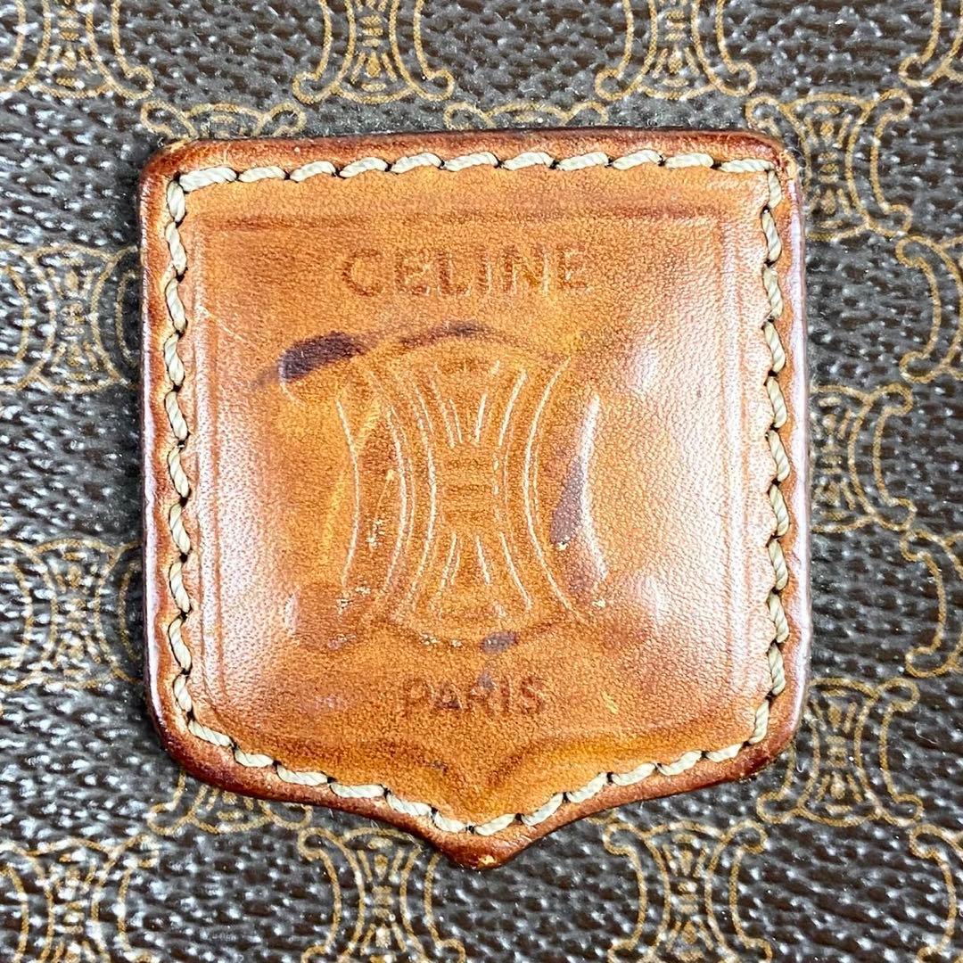 超希少 セリーヌ PVC レザー マカダム ボストンバッグ トリオンフ ブラウン