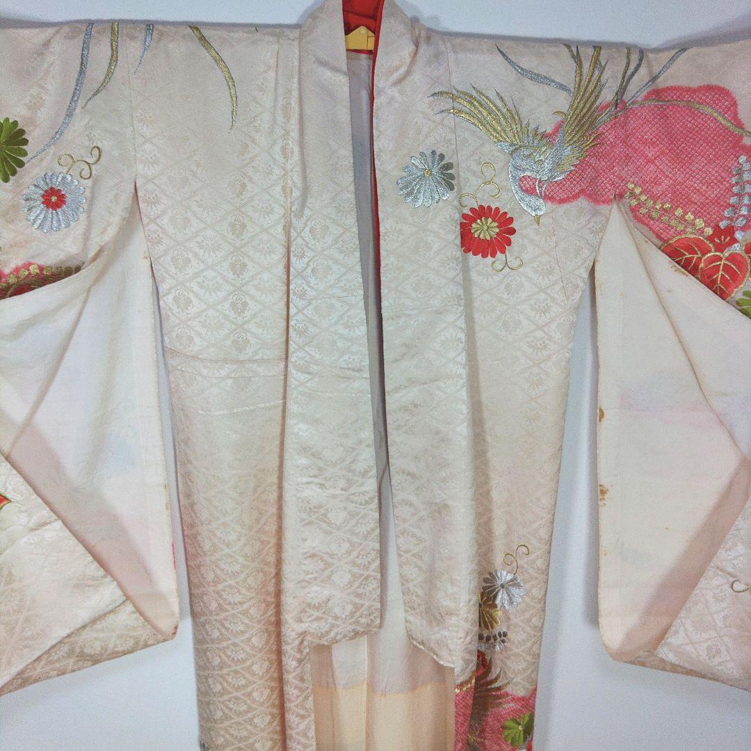 格安！　振袖フルセット　9点　成人式　結婚式　前撮り　白　ピンク　総刺繍　絞り柄