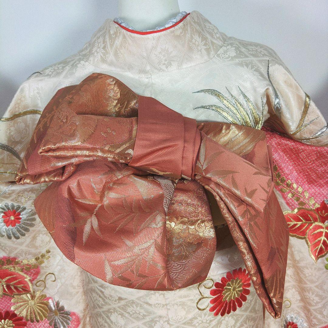 格安！　振袖フルセット　9点　成人式　結婚式　前撮り　白　ピンク　総刺繍　絞り柄